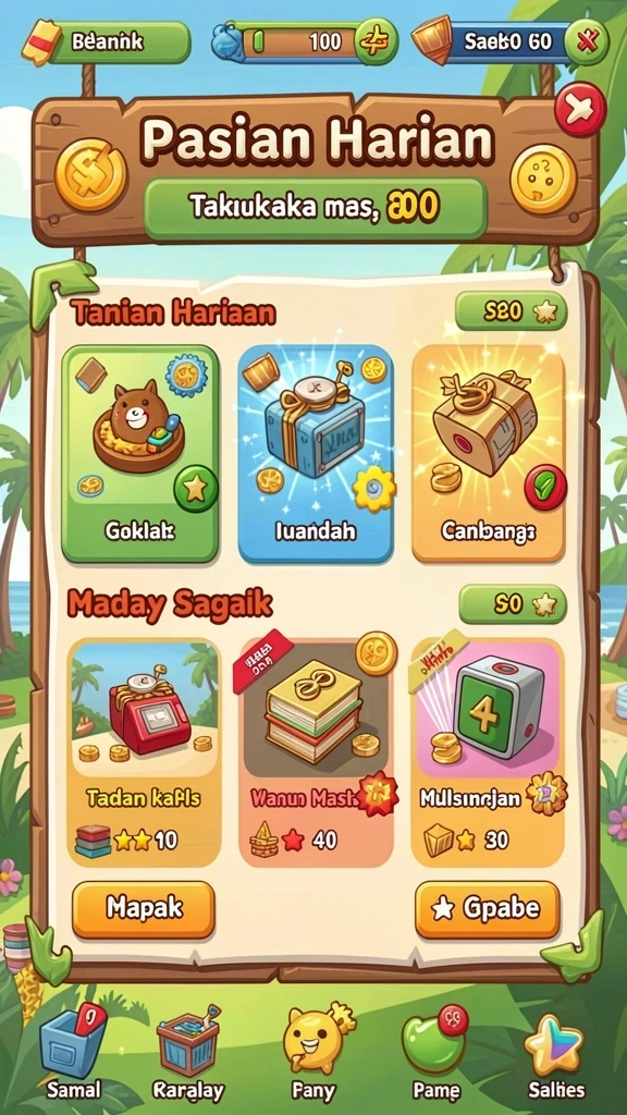 ungutoto - Tampilan menu utama UNGUTOTO yang menarik.